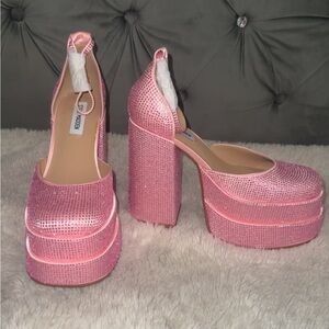 Steve Madden Pink Rhinestone Platforms Charlize
